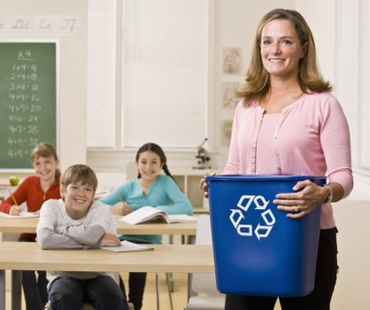 Sorted office items ready for recycling and disposal