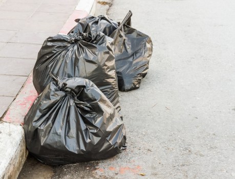 Sorted rubbish and recyclable materials prepared for collection